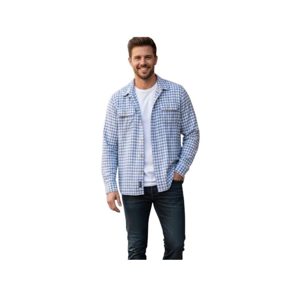 Lucky Brand Blue Plaid Cotton Button-Down Shirt Size XL